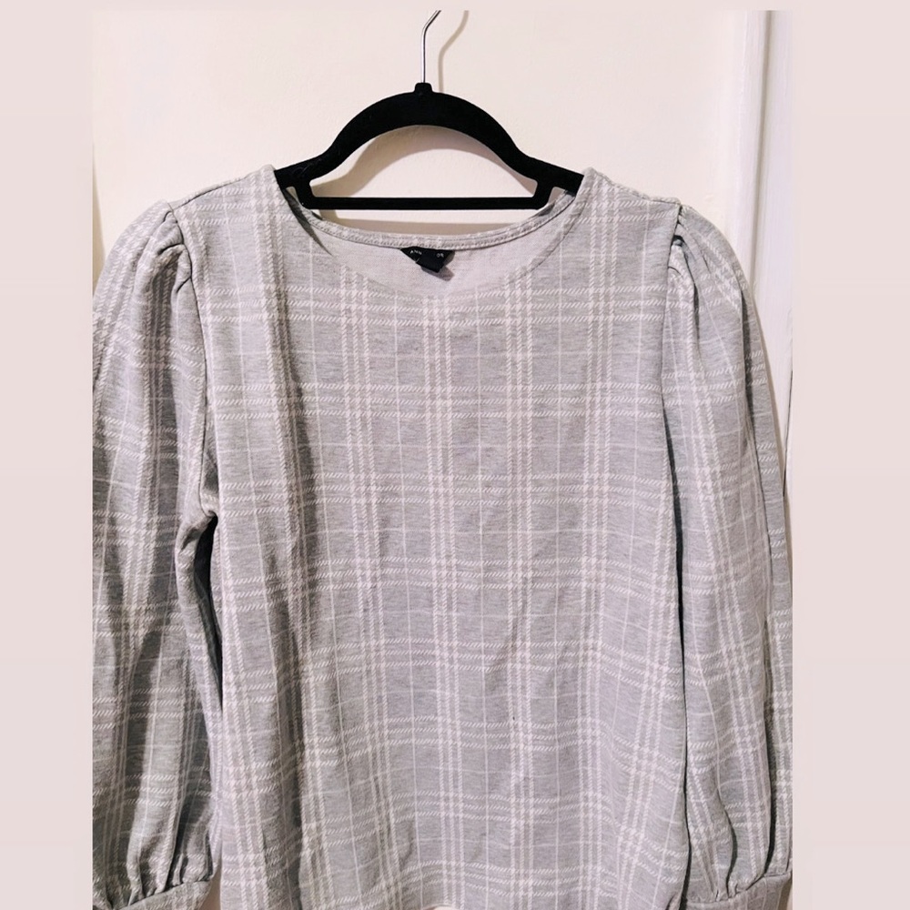 ann taylor plaid puff sleeve